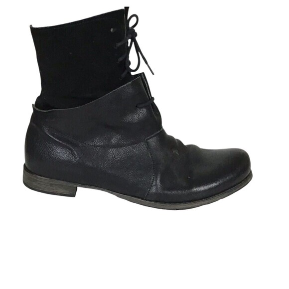 Shoes - Think! Vintage Women Black Booties Sz. 37 EUC Lace Tie up Booties Boho
